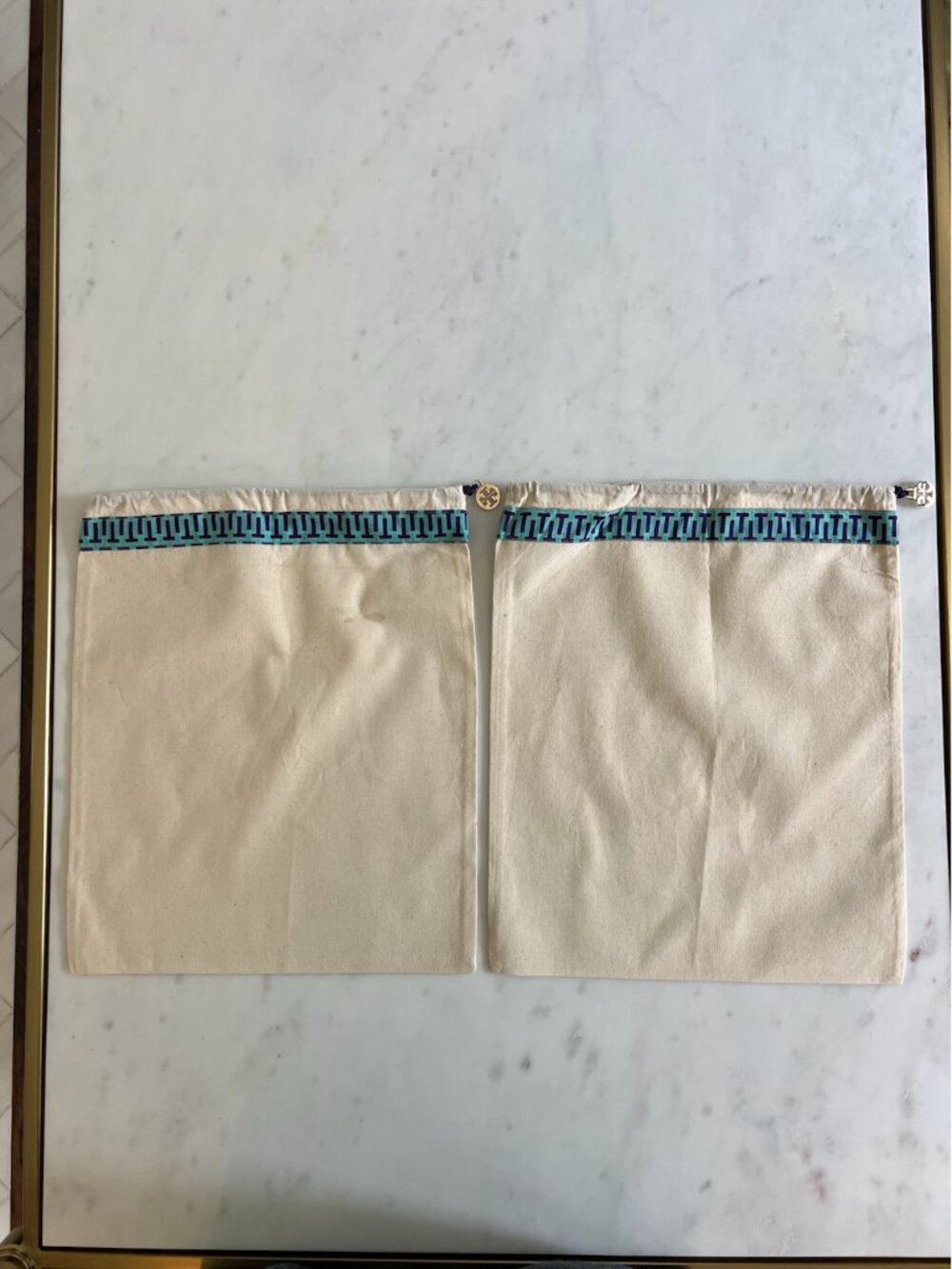 Tory Burch Shoe Dust Bags / Shoe Bags – Set of 2 – Blue & White